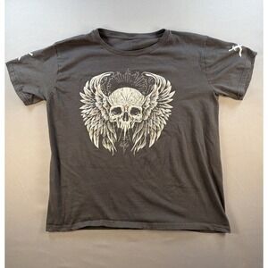 Return To Sender Men's XL Gray T-Shirt Skull Wings Angel Death Graphic Short Sle